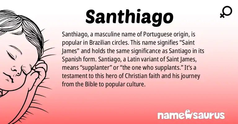 Infographic about Santhiago name meaning, Santhiago is a name from Portuguese (Brazilian) origin(s).
