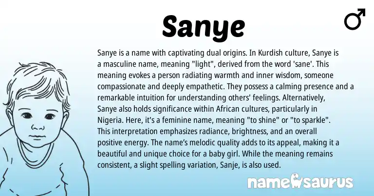 Infographic about Sanye name meaning, Sanye is a name from Persian, Chinese origin(s).