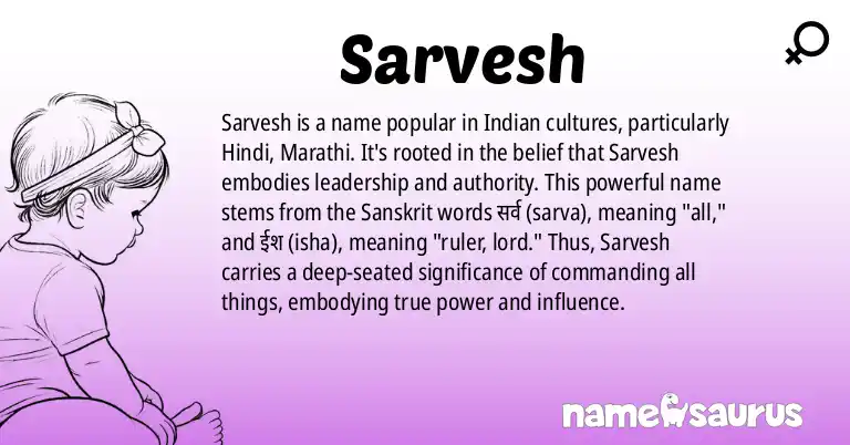 Infographic about Sarvesh name meaning, Sarvesh is a name from Indian, Hindi, Marathi origin(s).