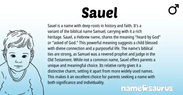 Infographic about Sauel name meaning, Sauel is a name from Biblical origin(s).