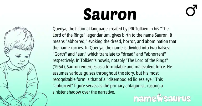 Infographic about Sauron name meaning, Sauron is a name from N/A origin(s).