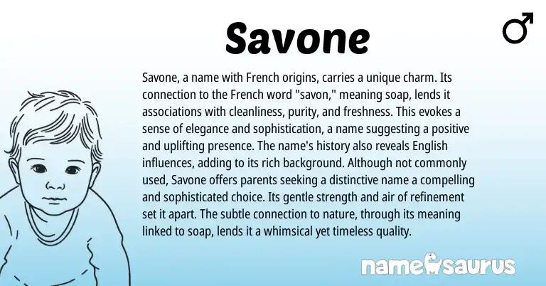 Infographic about Savone name meaning, Savone is a name from French origin(s).