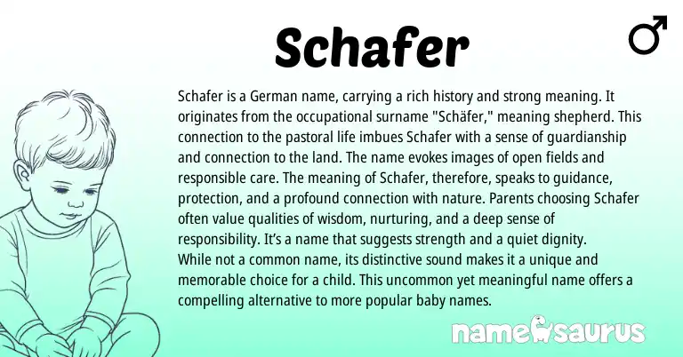 Infographic about Schafer name meaning, Schafer is a name from Germanic origin(s).