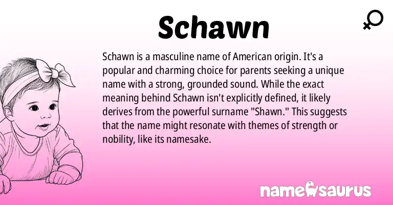 Infographic about Schawn name meaning, Schawn is a name from American origin(s).