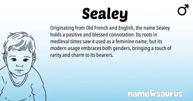 Infographic about Sealey name meaning, Sealey is a name from English, Old French origin(s).