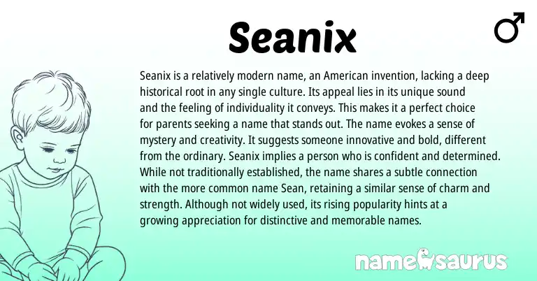 Infographic about Seanix name meaning, Seanix is a name from United States, Other origin(s).
