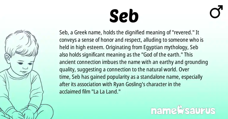 Infographic about Seb name meaning, Seb is a name from Egyptian, Greek origin(s).