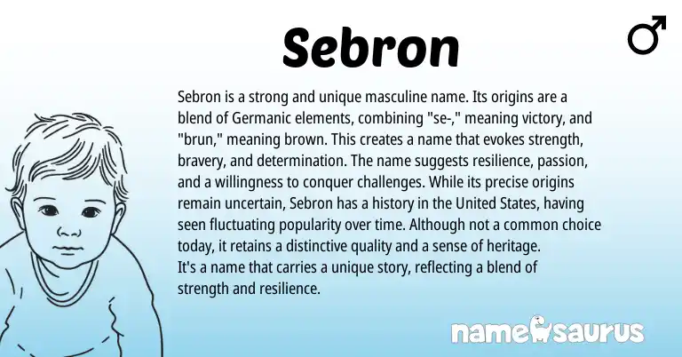 Infographic about Sebron name meaning, Sebron is a name from Germanic, English origin(s).