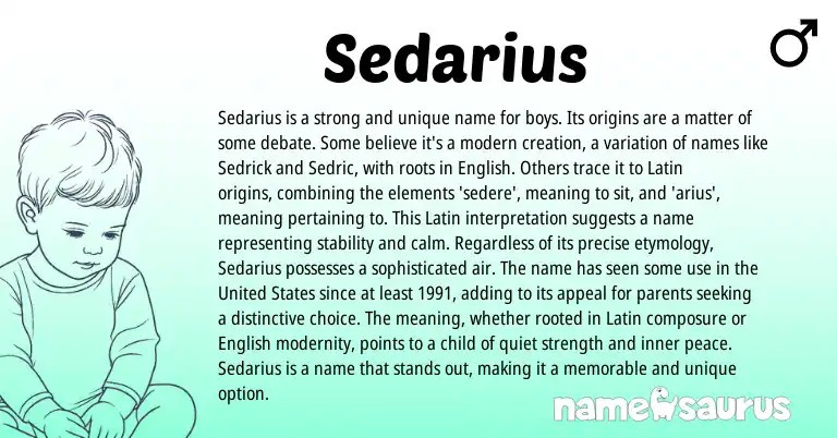 Infographic about Sedarius name meaning, Sedarius is a name from Latin origin(s).