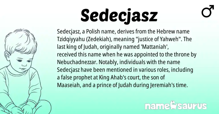 Infographic about Sedecjasz name meaning, Sedecjasz is a name from Polish, Hebrew origin(s).