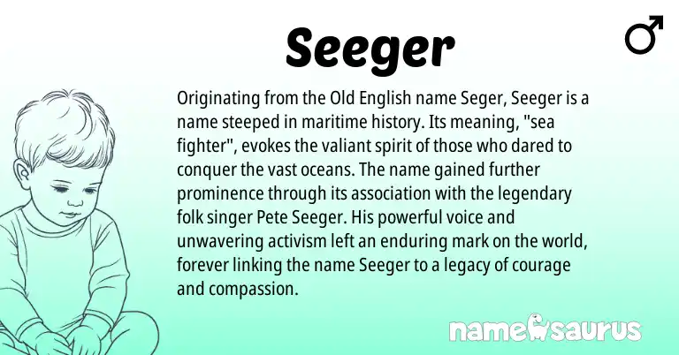 Infographic about Seeger name meaning, Seeger is a name from Old English origin(s).