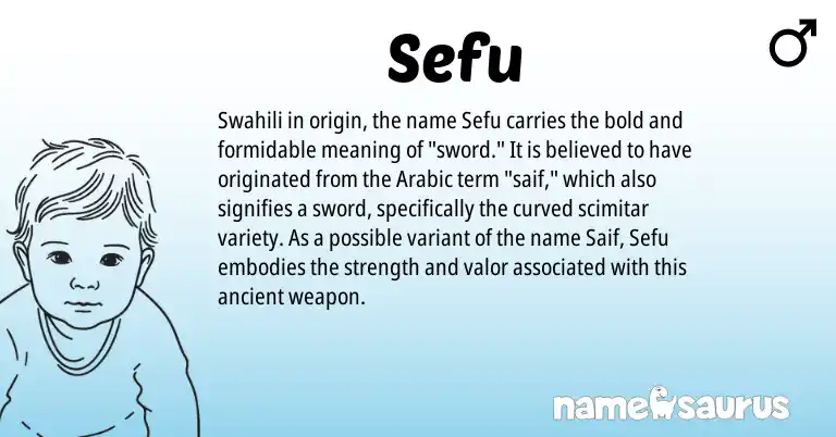 Infographic about Sefu name meaning, Sefu is a name from Swahili, Arabic origin(s).