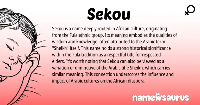 Infographic about Sekou name meaning, Sekou is a name from Fula, African origin(s).