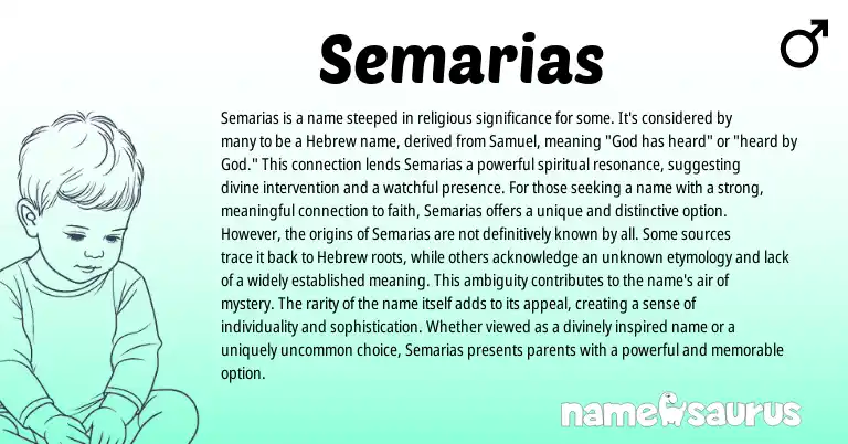 Infographic about Semarias name meaning, Semarias is a name from Hebrew origin(s).