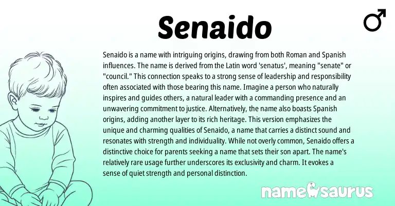Infographic about Senaido name meaning, Senaido is a name from Latin, Roman origin(s).