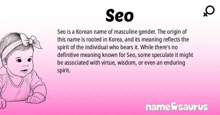 Infographic about Seo name meaning, Seo is a name from Korean origin(s).