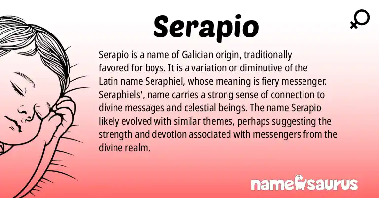 Infographic about Serapio name meaning, Serapio is a name from Galician origin(s).