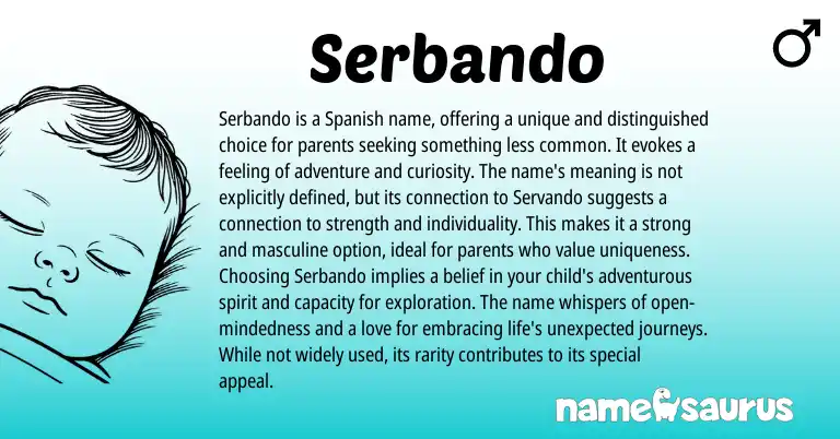 Infographic about Serbando name meaning, Serbando is a name from Spanish origin(s).