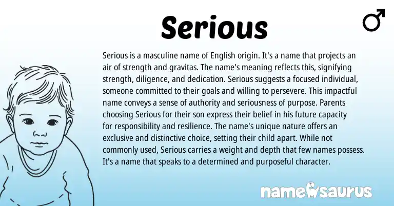 Infographic about Serious name meaning, Serious is a name from English origin(s).