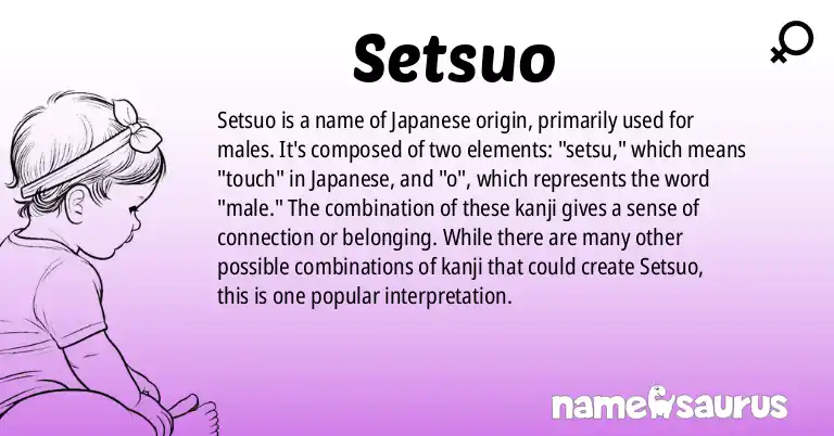 Infographic about Setsuo name meaning, Setsuo is a name from Japanese origin(s).