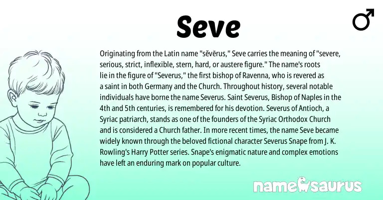 Infographic about Seve name meaning, Seve is a name from Latin origin(s).