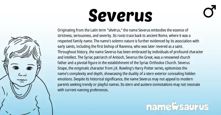 Infographic about Severus name meaning, Severus is a name from Latin origin(s).