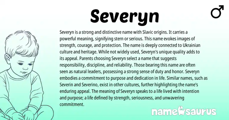Infographic about Severyn name meaning, Severyn is a name from Polish, Slavic origin(s).