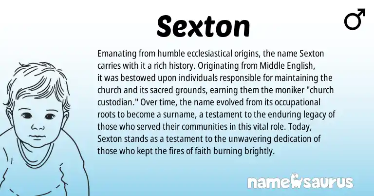 Infographic about Sexton name meaning, Sexton is a name from Middle English origin(s).