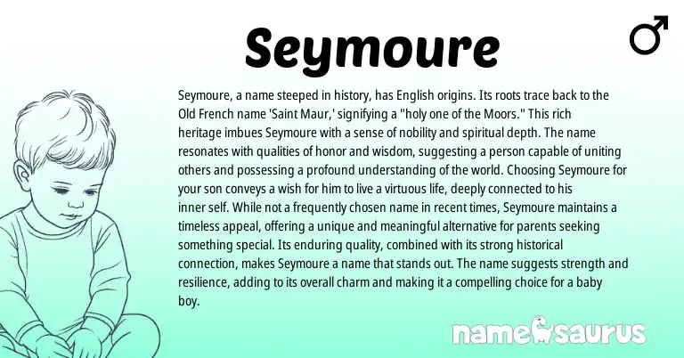 Infographic about Seymoure name meaning, Seymoure is a name from Norman, French, English origin(s).