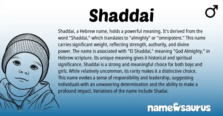 Infographic about Shaddai name meaning, Shaddai is a name from Hebrew origin(s).