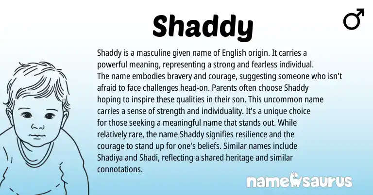 Infographic about Shaddy name meaning, Shaddy is a name from English origin(s).