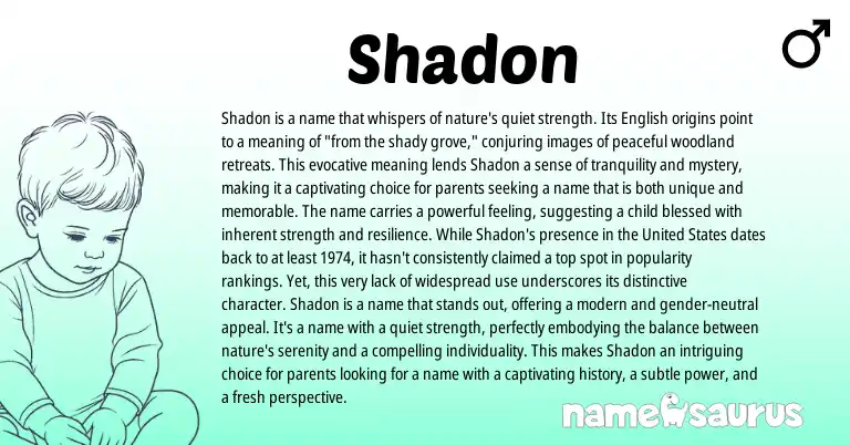 Infographic about Shadon name meaning, Shadon is a name from English origin(s).