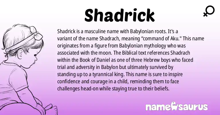 Infographic about Shadrick name meaning, Shadrick is a name from Babylonian origin(s).