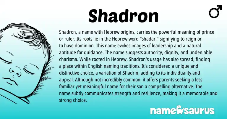 Infographic about Shadron name meaning, Shadron is a name from Hebrew, English origin(s).