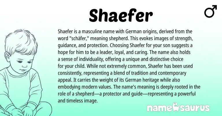 Infographic about Shaefer name meaning, Shaefer is a name from Germanic origin(s).