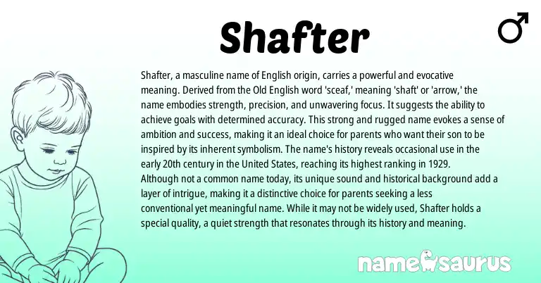 Infographic about Shafter name meaning, Shafter is a name from English origin(s).