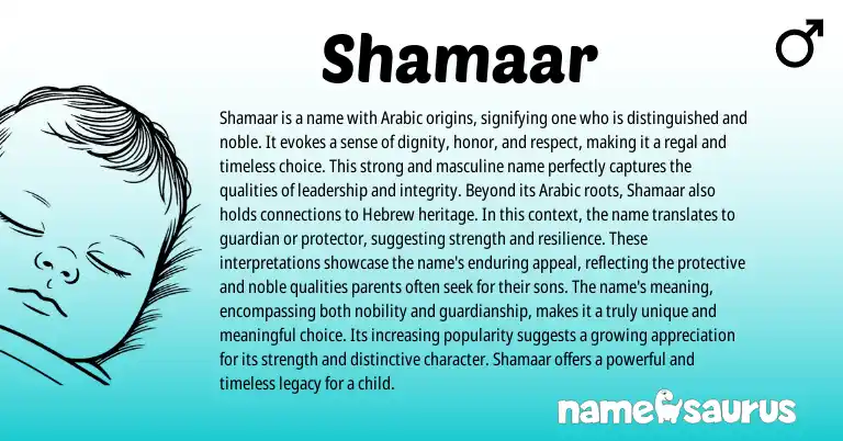 Infographic about Shamaar name meaning, Shamaar is a name from Arabic origin(s).