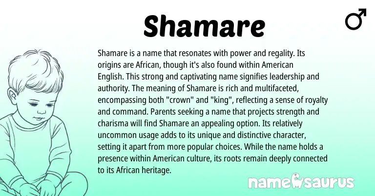 Infographic about Shamare name meaning, Shamare is a name from African origin(s).