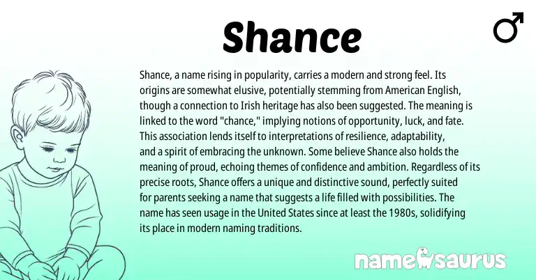 Infographic about Shance name meaning, Shance is a name from Irish origin(s).