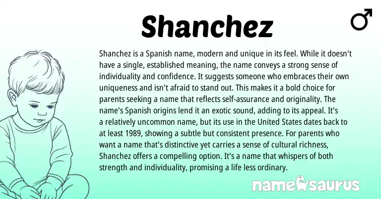 Infographic about Shanchez name meaning, Shanchez is a name from Spanish origin(s).