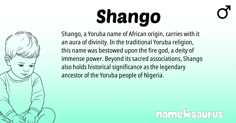 Infographic about Shango name meaning, Shango is a name from Nigeria, Yoruba, African origin(s).