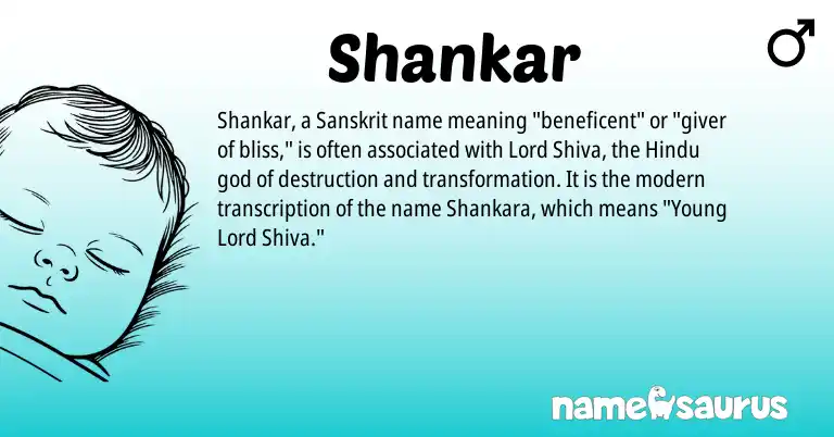 Infographic about Shankar name meaning, Shankar is a name from Sanskrit, Hindu origin(s).