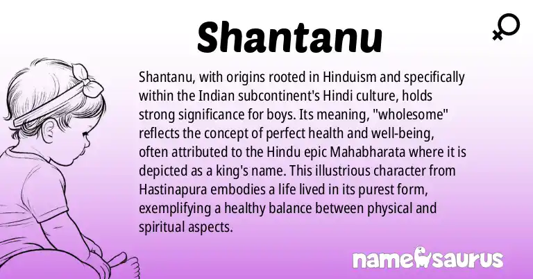 Infographic about Shantanu name meaning, Shantanu is a name from Hinduism, Indian, Hindi, Marathi origin(s).