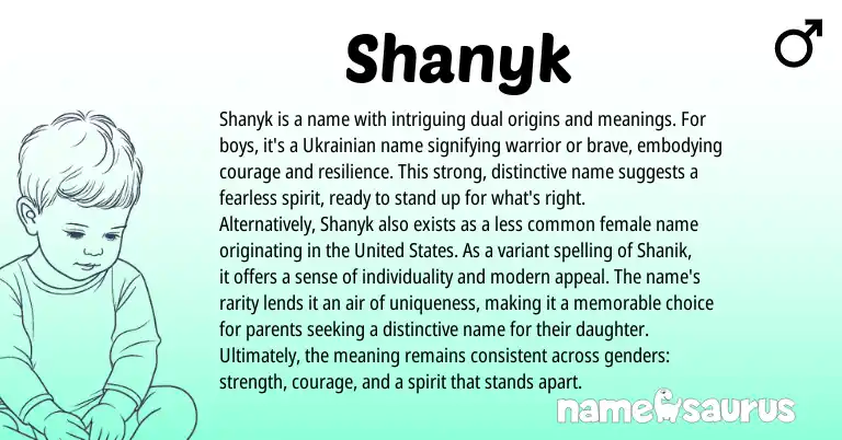 Infographic about Shanyk name meaning, Shanyk is a name from Ukrainian origin(s).