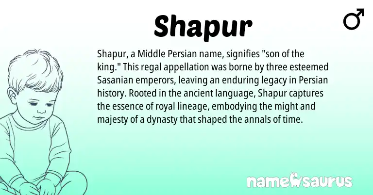 Infographic about Shapur name meaning, Shapur is a name from Persian, Middle Persian origin(s).