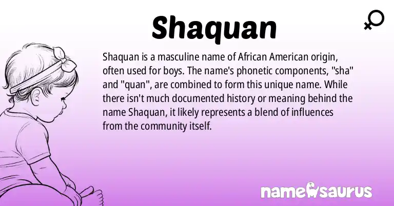 Infographic about Shaquan name meaning, Shaquan is a name from African American origin(s).