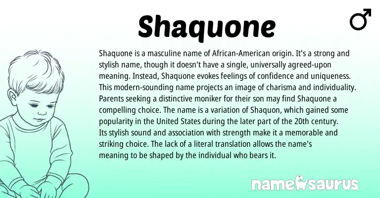 Infographic about Shaquone name meaning, Shaquone is a name from Other origin(s).