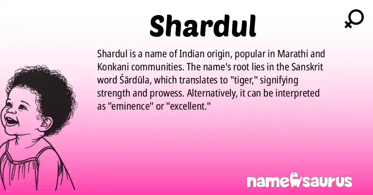 Infographic about Shardul name meaning, Shardul is a name from Indian, Marathi, Konkani origin(s).