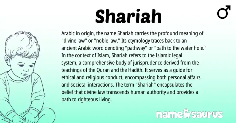 Infographic about Shariah name meaning, Shariah is a name from Arabic origin(s).