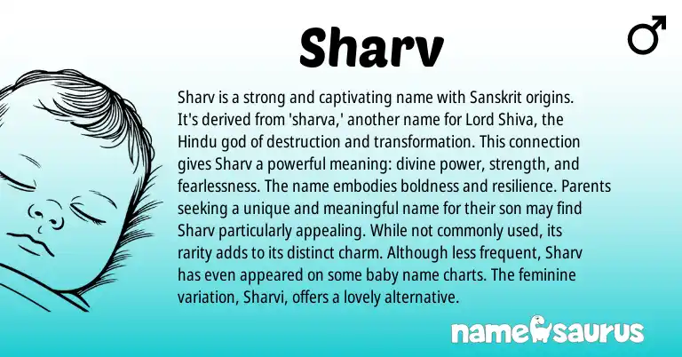 Infographic about Sharv name meaning, Sharv is a name from Hindu, Indian, Sanskrit origin(s).